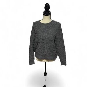 John + Jenn Gray Textured Knit Sweater Small Cozy Crewneck